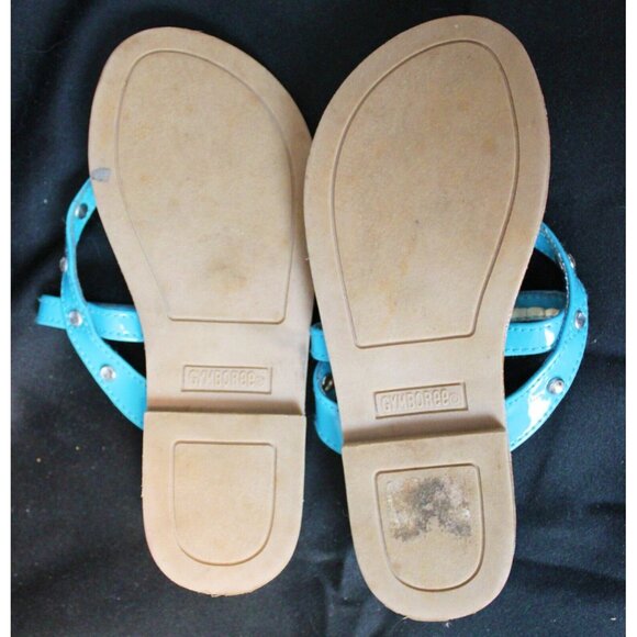 Gymboree Sea Splash Flip Flops sz 11 Thong Sandals Blue Rhinestone Sumer Beach - Picture 6 of 6